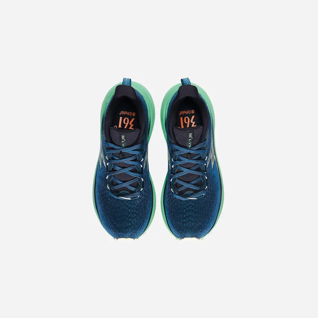 Sock Like Ankle Fit Ultra Responsive Midsole 361-LYNX: Deep Ocean/Absinthe Green