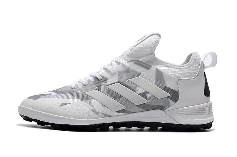 Adidas ACE TF Grass Spike Soccer Cleats Shoes White Gray Agility Cushion Run Motion
