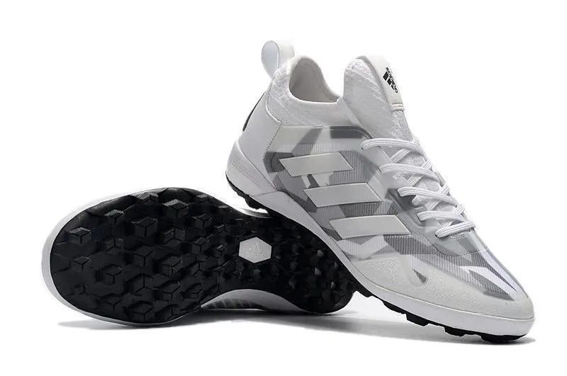 Dynamic Speed Adidas ACE TF Grass Spike Soccer Cleats Shoes White Gray