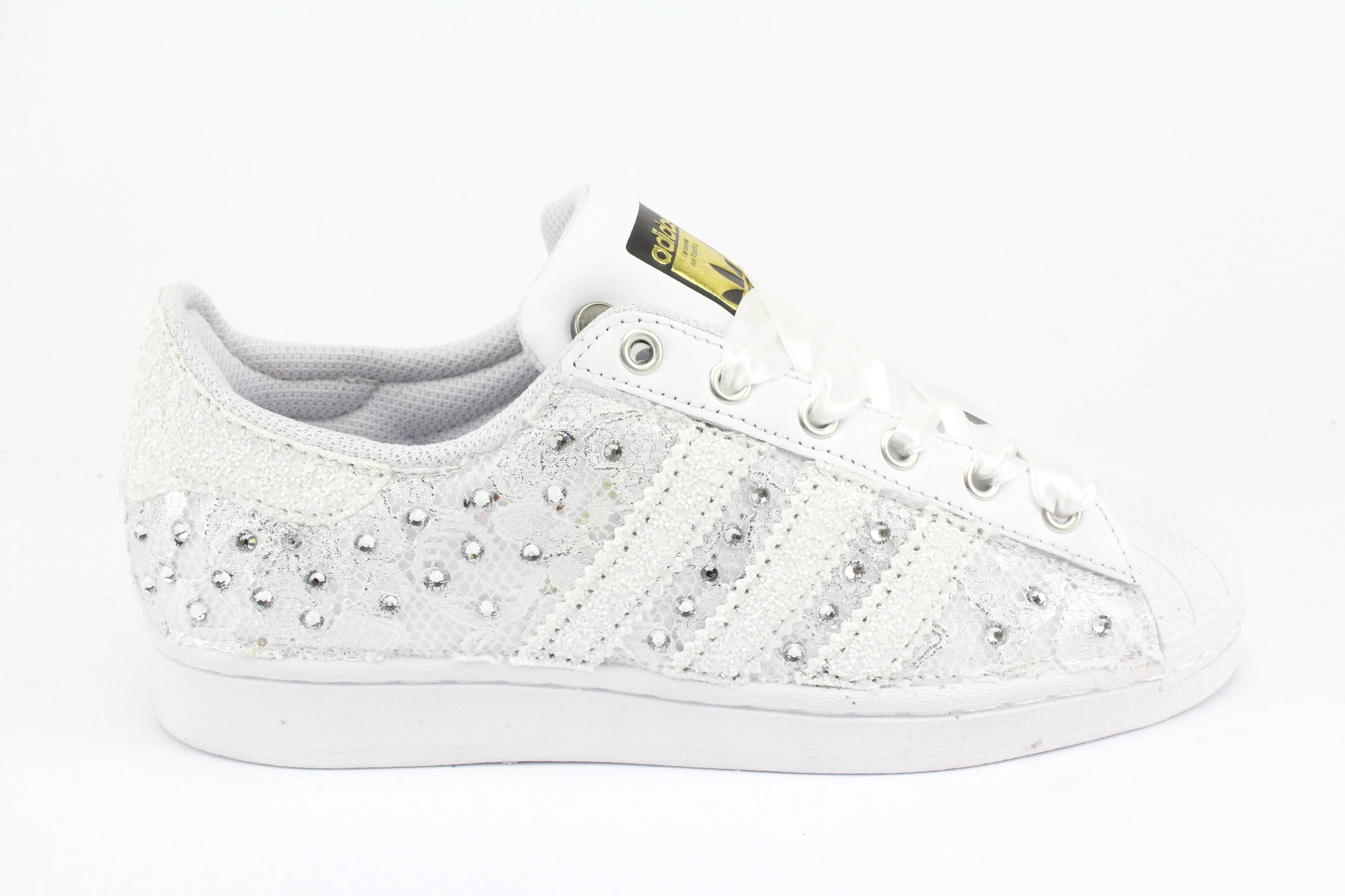 Adidas Superstar Pizzo White & Strass Termo Compact Build Comfortable Forefoot