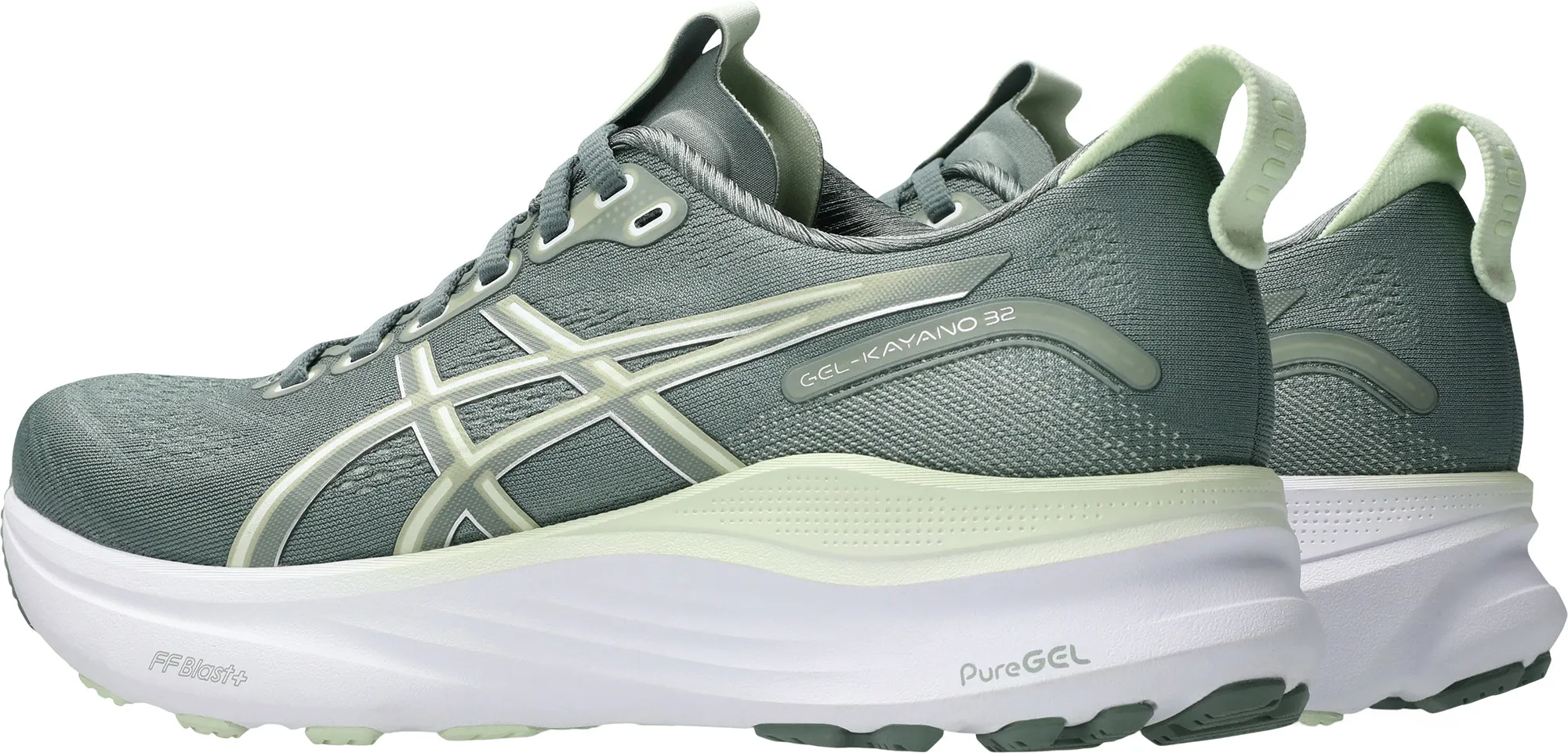 Asics Gel Kayano 32 Womens Running Shoes - Green Breathable Lining Comfortable Foot Flexibility