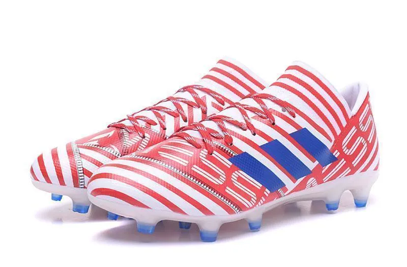 Slip On Adidas Nemeziz 17.3 FG Soccer Cleats Red Blue White