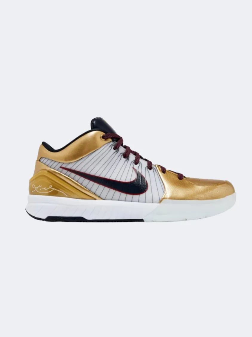 Minimalist Aesthetic Design Nike Kobe Iv Protro Men Basketball Shoes Metallic Gold/White