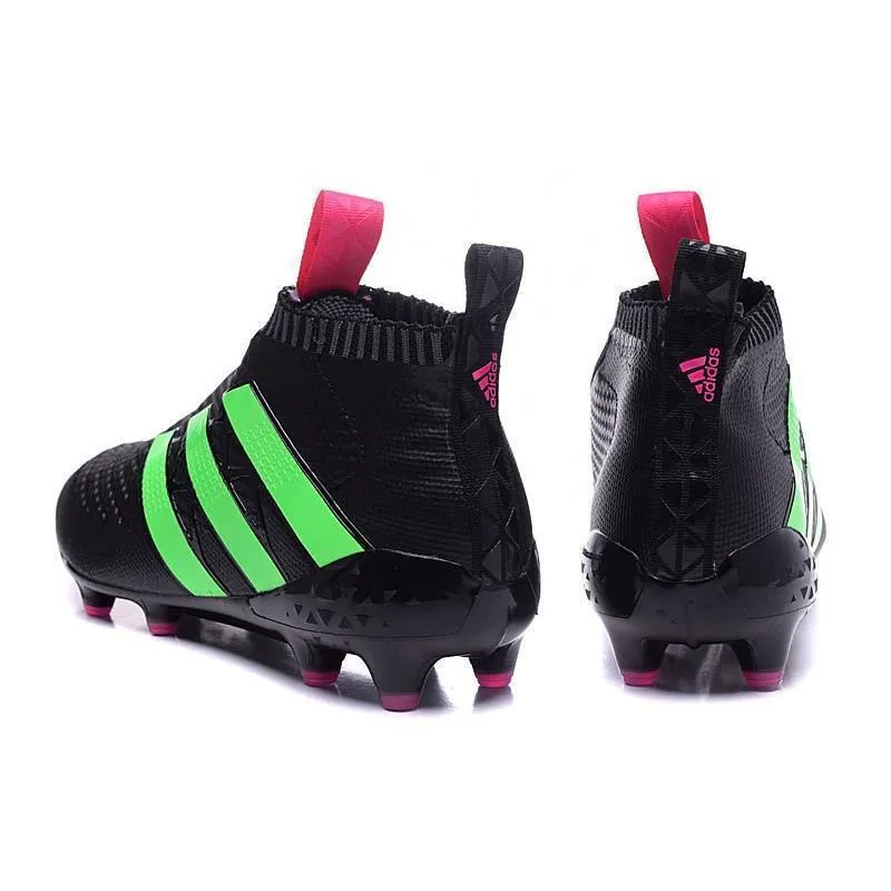 Core Traction Adidas Ace 16  Purecontrol FG Core Soccer Cleats Black Pink Solar Green