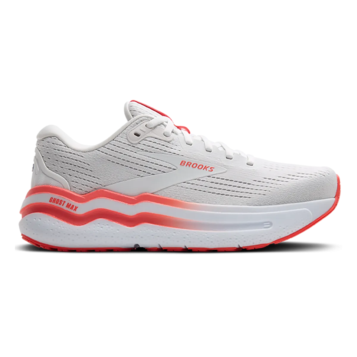 Brooks Ghost Max 2 - White - Hot Coral youth shoes Thermoplastic Webbing