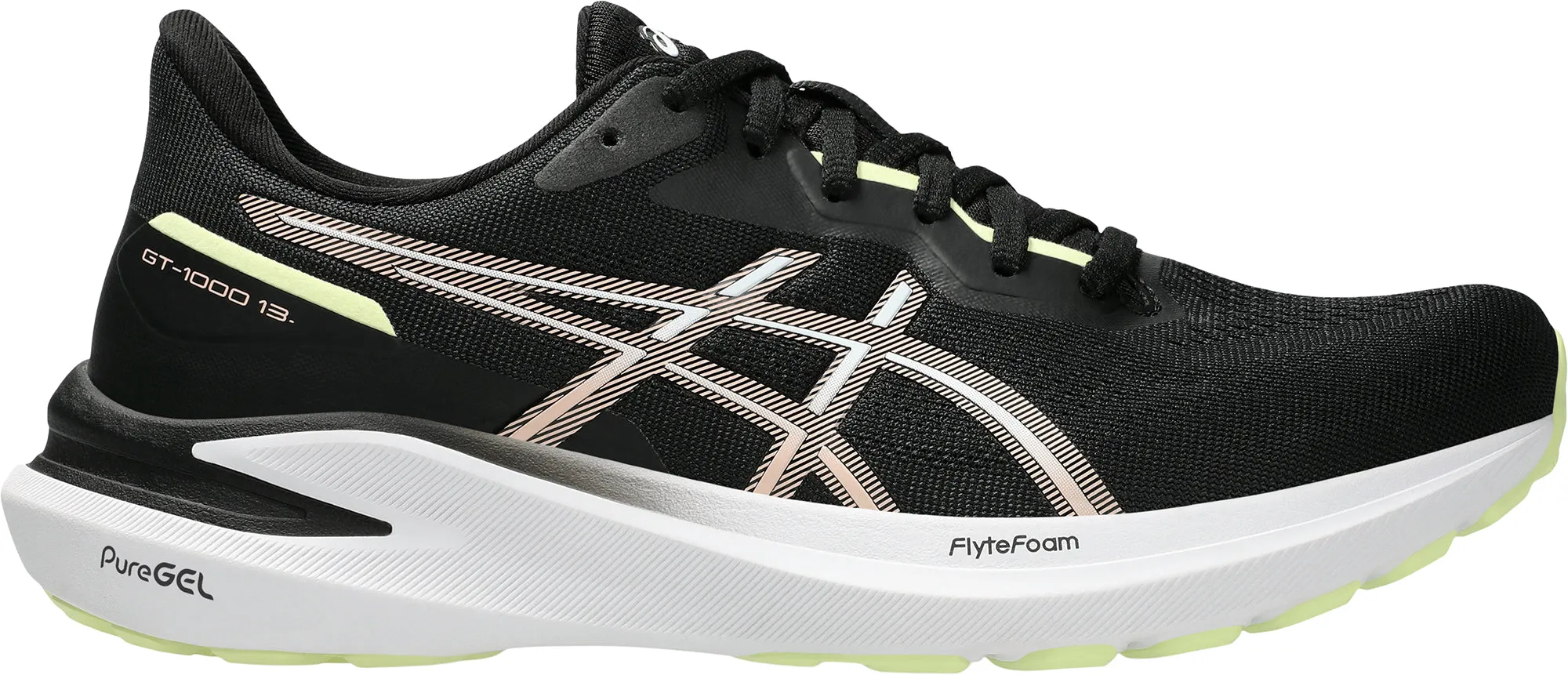 reinforced - seams shoes no - tie laces Asics GT 1000 13 Womens Running Shoes - Black