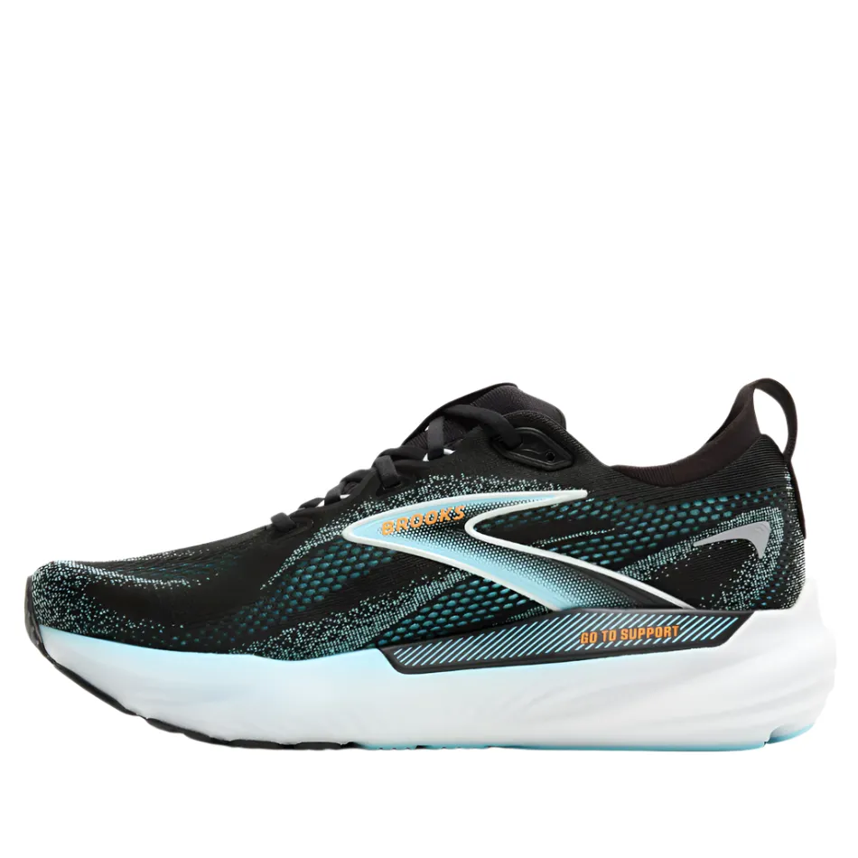 Non Marking Sole Brooks Men's Glycerin GTS 22 Running Shoes in Black/Atomizer/Blazing Orange AW25