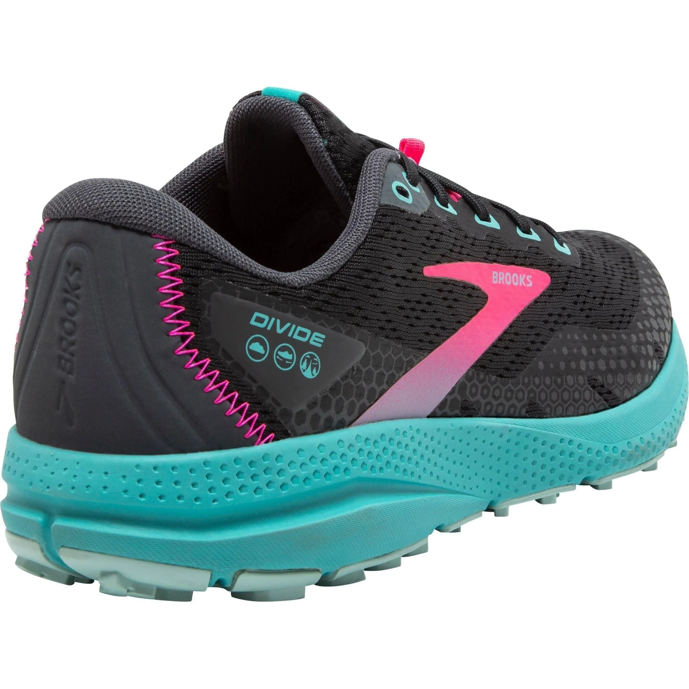 Contoured Footbed Brooks Divide 3 Womens Trail Running Shoes - Black
