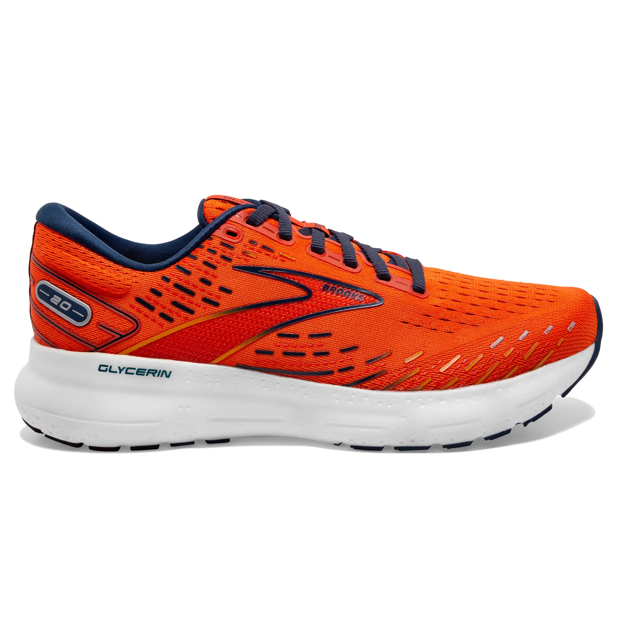 Men's Glycerin 20 running shoes with traction pattern colorful running shoes