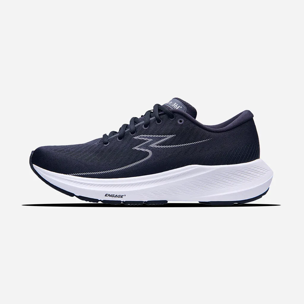 361-KAIROS 3: Black/White treadmill training shoe use Leather Material