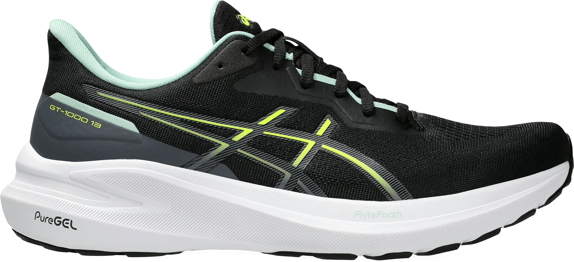 Asics GT 1000 13 Mens Running Shoes - Black Shock Dispersing Heel Cup