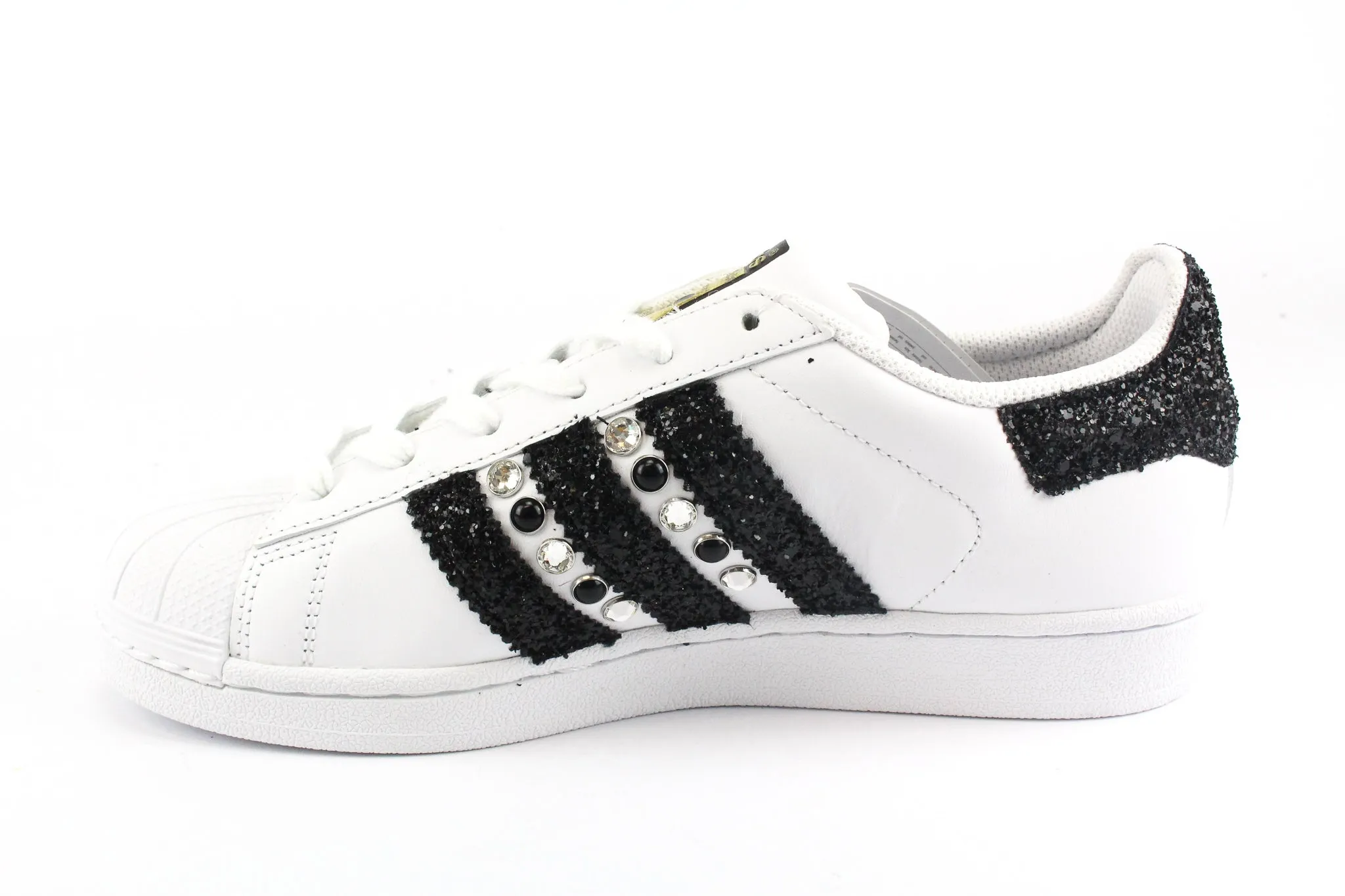Trail Hike Comfortable Design Shoes Adidas Superstar Black Glitter & Strass