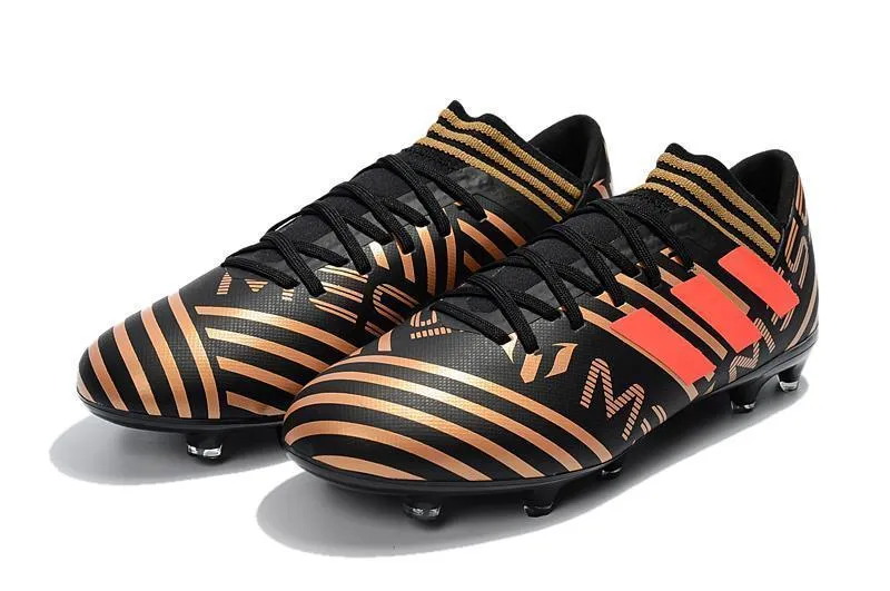 New Adidas Nemeziz Messi FG Soccer Cleats Shoes Black Gold Orange Stable Build Durable Design