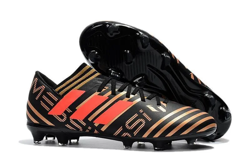 Indoor Game New Adidas Nemeziz Messi FG Soccer Cleats Shoes Black Gold Orange