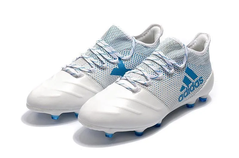 New Adidas X Series Leather FG Soccer Cleats Shoes White Blue Flex Cushion