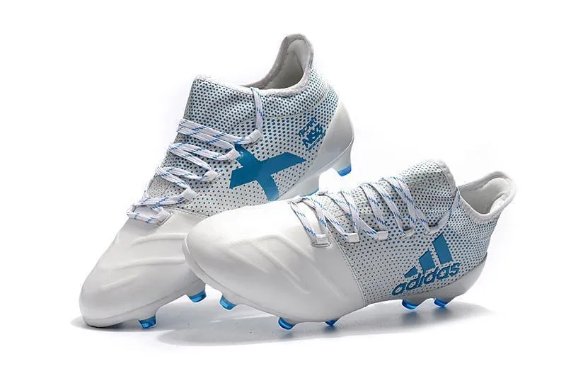 New Adidas X Series Leather FG Soccer Cleats Shoes White Blue Comfortable Arch Game Ready Gear