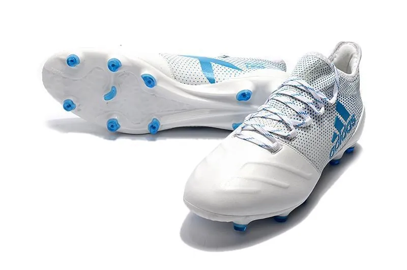Regular Fit Slip Control New Adidas X Series Leather FG Soccer Cleats Shoes White Blue