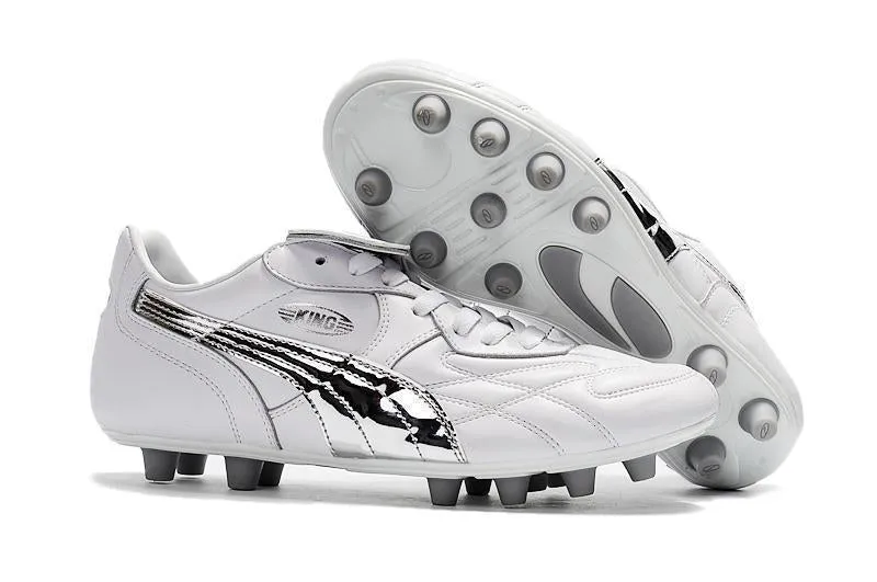 Wet Weather PUMA King Top M.I.I CHROME FG Soccer Cleats White Silver Metallic