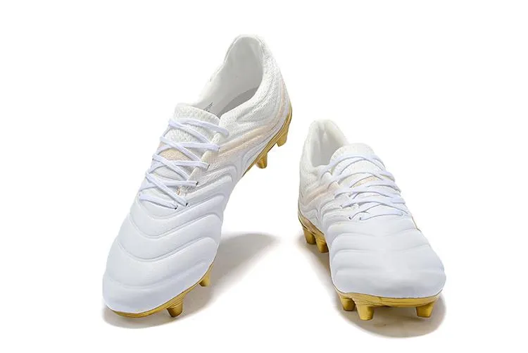 New Adidas Copa 19   FG Exhibit Soccer Cleats Shoes White Gold Breathable Cushion Ground Pressure