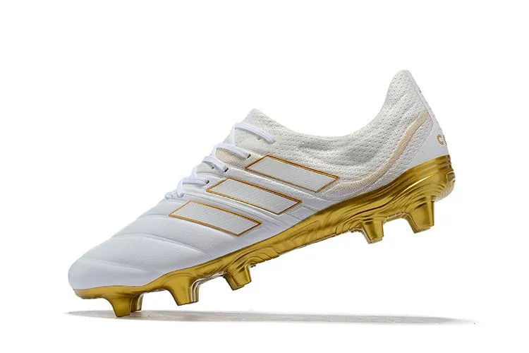 New Adidas Copa 19   FG Exhibit Soccer Cleats Shoes White Gold Contact Fit Light stability