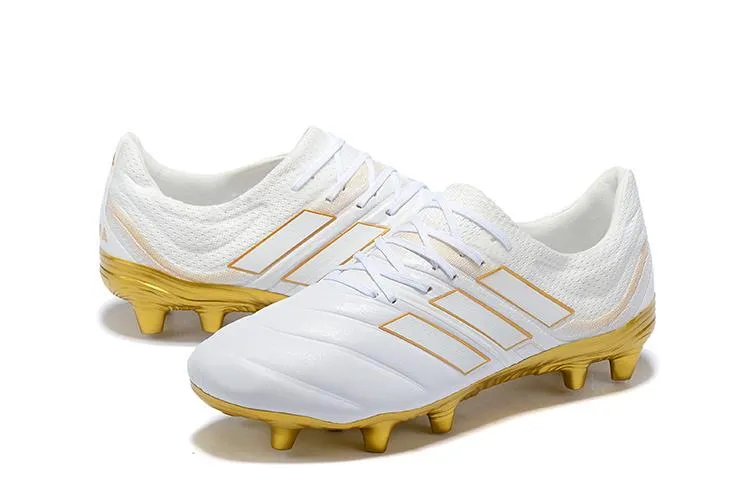 New Adidas Copa 19   FG Exhibit Soccer Cleats Shoes White Gold Foot Balance