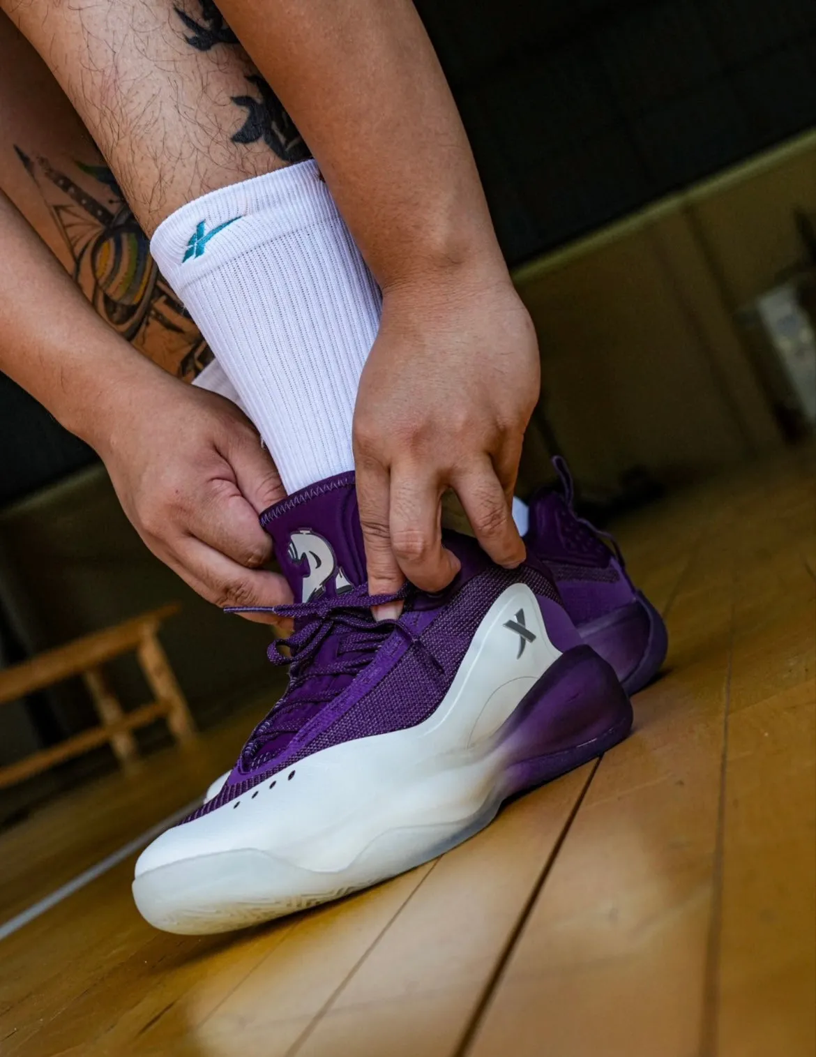 Xtep x Dylan Wang D.1 - Purple/White Customizable Lacing System