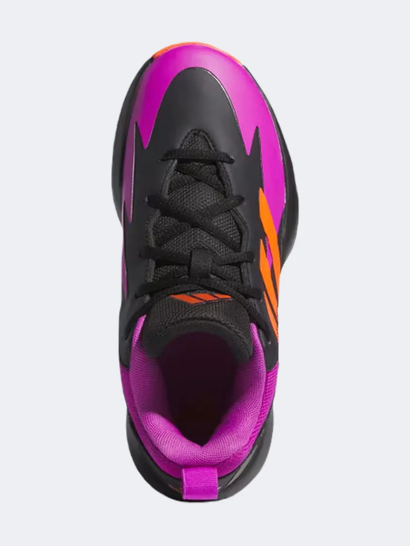 Adidas Cross Em Up Select Gs-Boys Basketball Shoes Black/Purple/Orange Balanced Heel Counter Long Move