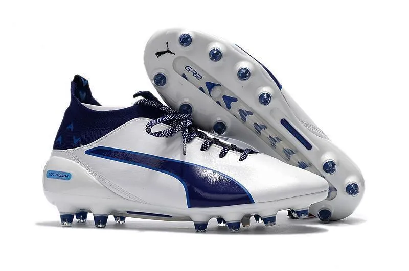 Pivot Motion PUMA evoTOUCH Pro FG Soccer Cleats White Deep Blue