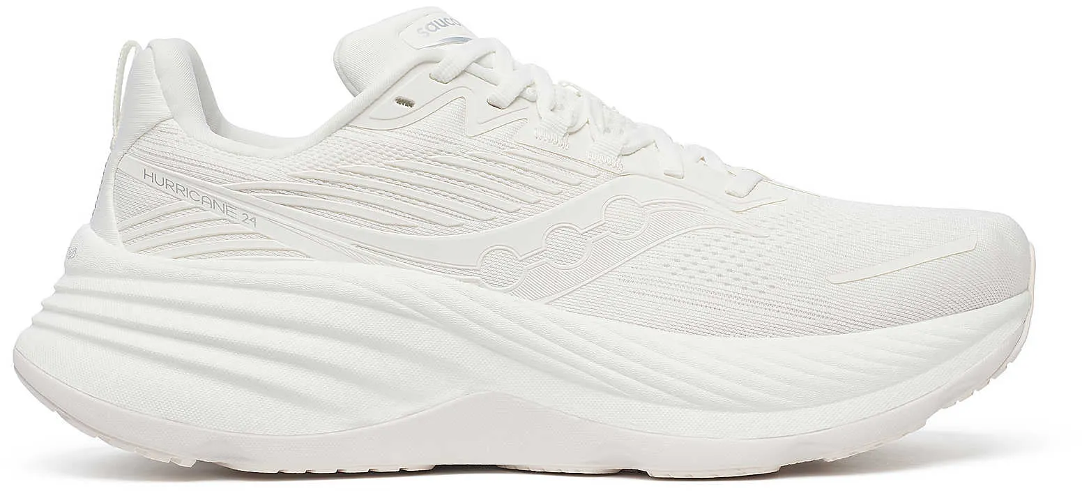 running in a lava field area shoes unisex shoes Saucony Hurricane 24 Mens Running Shoes - White