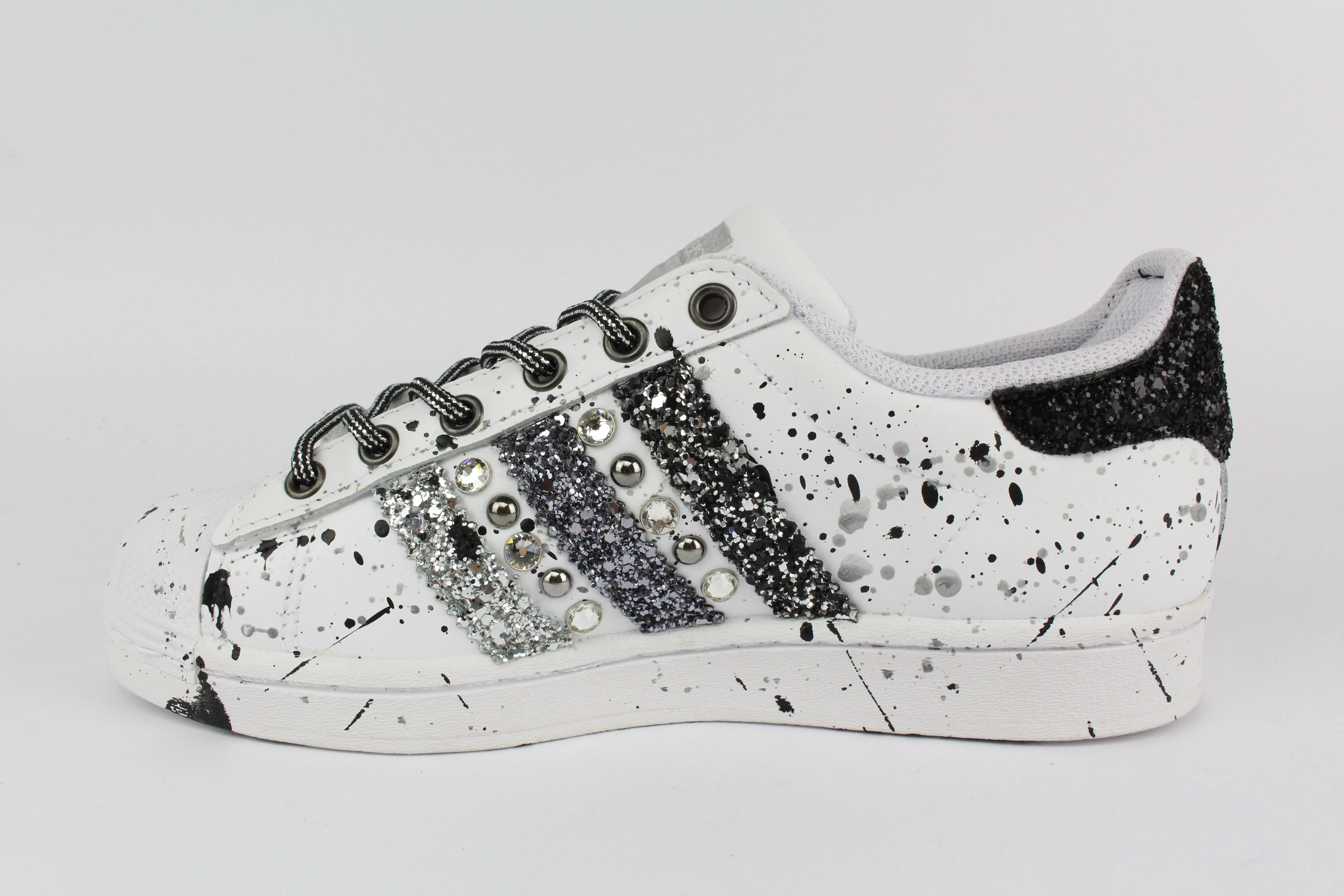 All Season Use Easy Walk Adidas Superstar Glitter Borchie Strass & Vernice