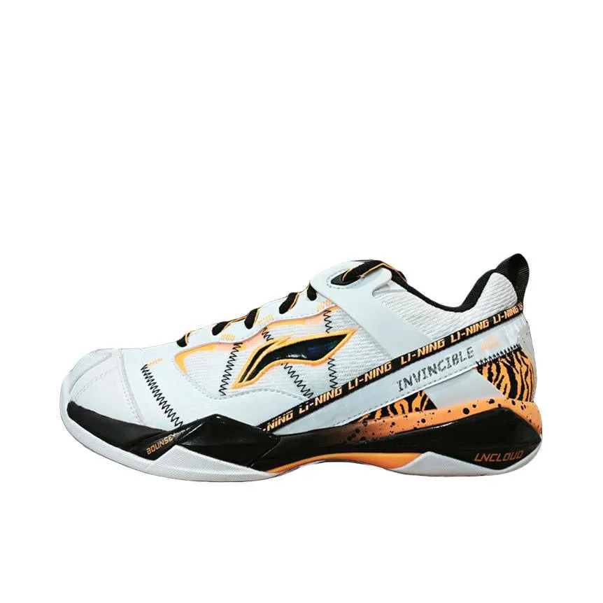 ??Shi Yu Qi??Li-Ning Invincible Ace Badminton Shoes - White/Orange/Black Play Flex Base Knit Ankle Support
