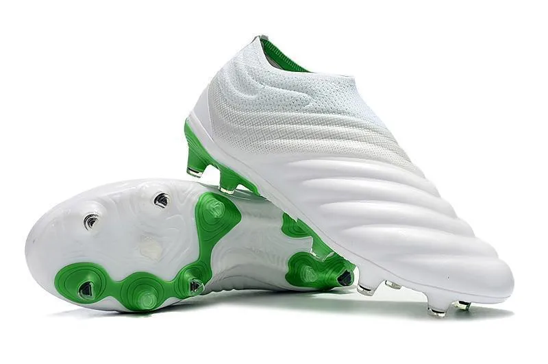 Soft Terrain Adult fit Adidas Copa 19  FG Soccer Cleats Shoes White Green
