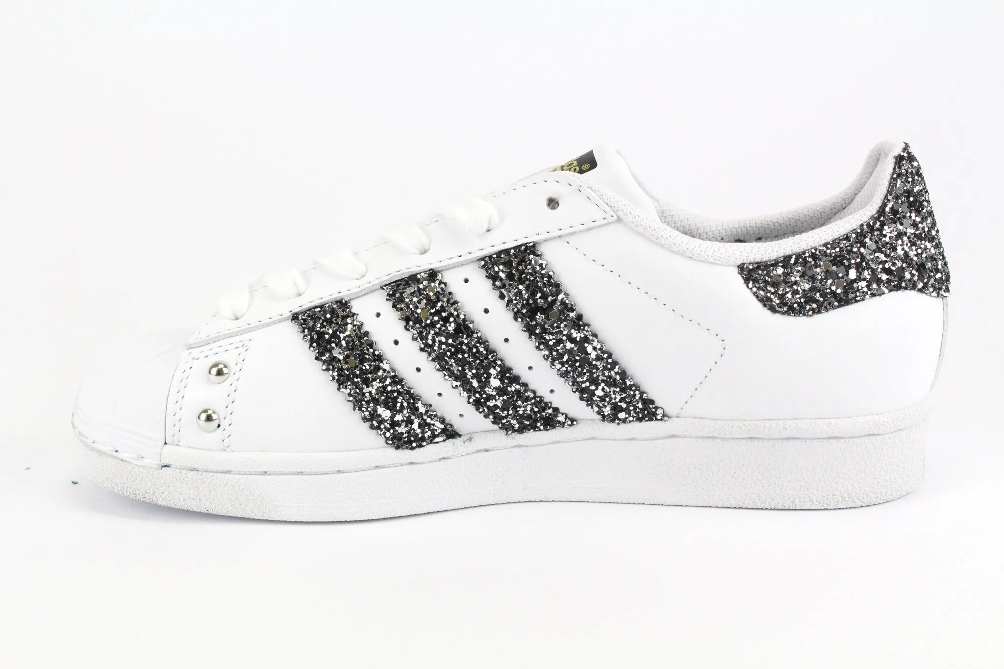 Alley Run Leather Cool Adidas Superstar Black Silver Glitter & Strass