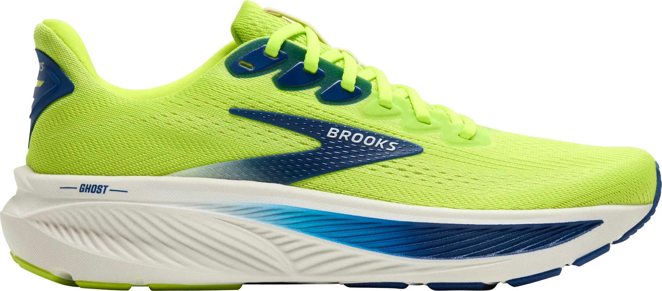 Brooks Ghost 17 Mens Running Shoes - Green fluorescent Non Restrictive Upper