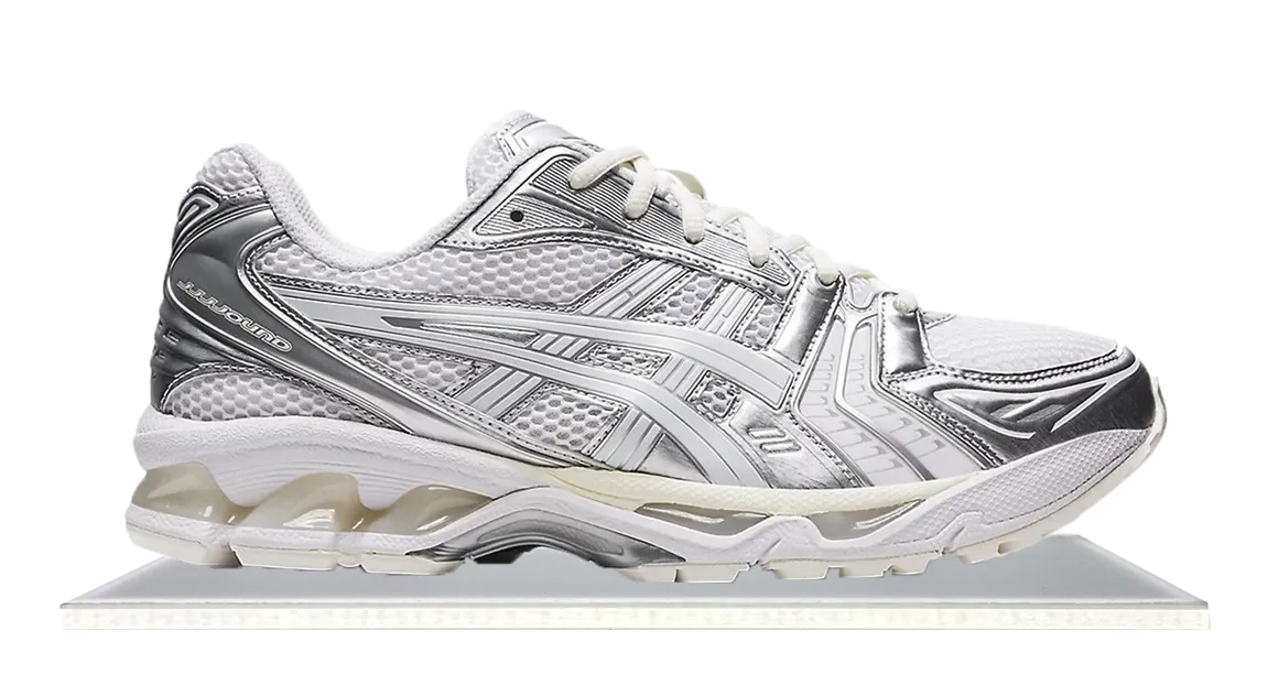 Gel-Kayano 14 JJJJound Silver White youth sizes Lightweight Running