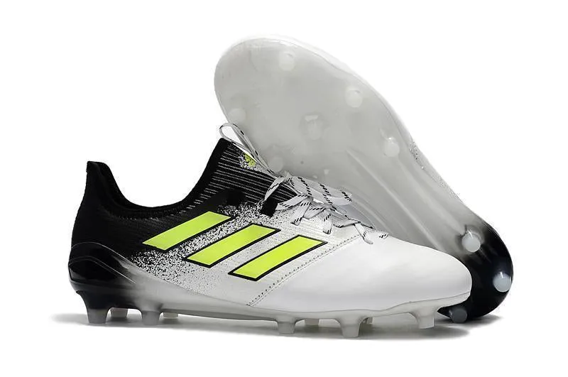 Adidas ACE 17.1 Leather FG Soccer Cleats Fluorescent Green White Black Precision Grip Free Play
