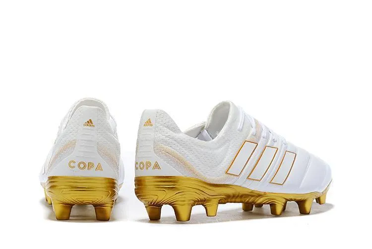Adidas Copa 19.1 FG Soccer Cleats Shoes White Gold All weather Pace Boost