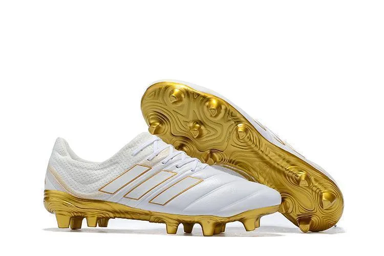 Quick Motion Wind Support Adidas Copa 19.1 FG Soccer Cleats Shoes White Gold