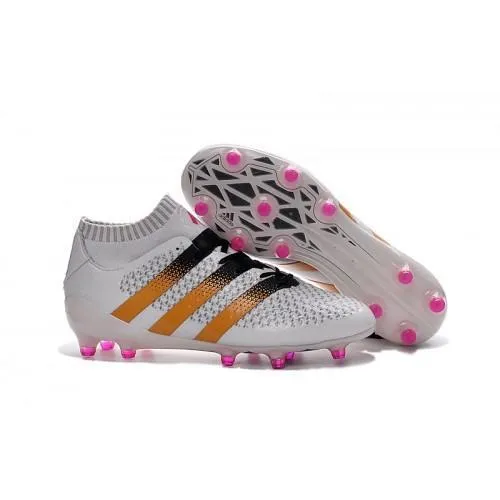 Full Balance Adidas ACE 16.1 Primeknit FG/AG Soccer Cleats White Gold Black Pink