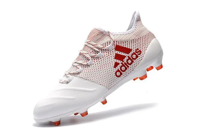 Breathable Upper New Adidas X Series Leather FG Soccer Cleats Shoes White Orange