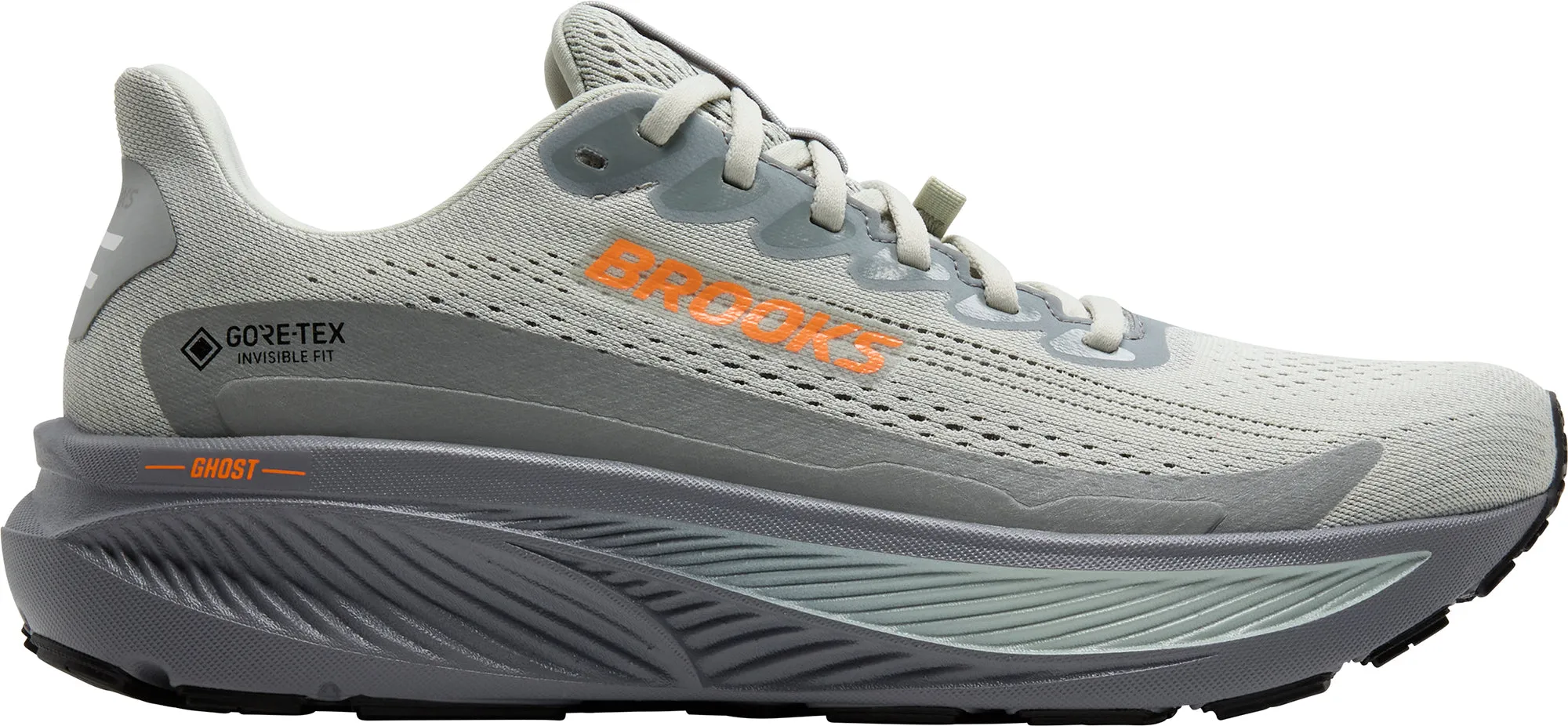 custom - fit running option Reinforced Seams Brooks Ghost 17 GORE-TEX Mens Running Shoes - Grey