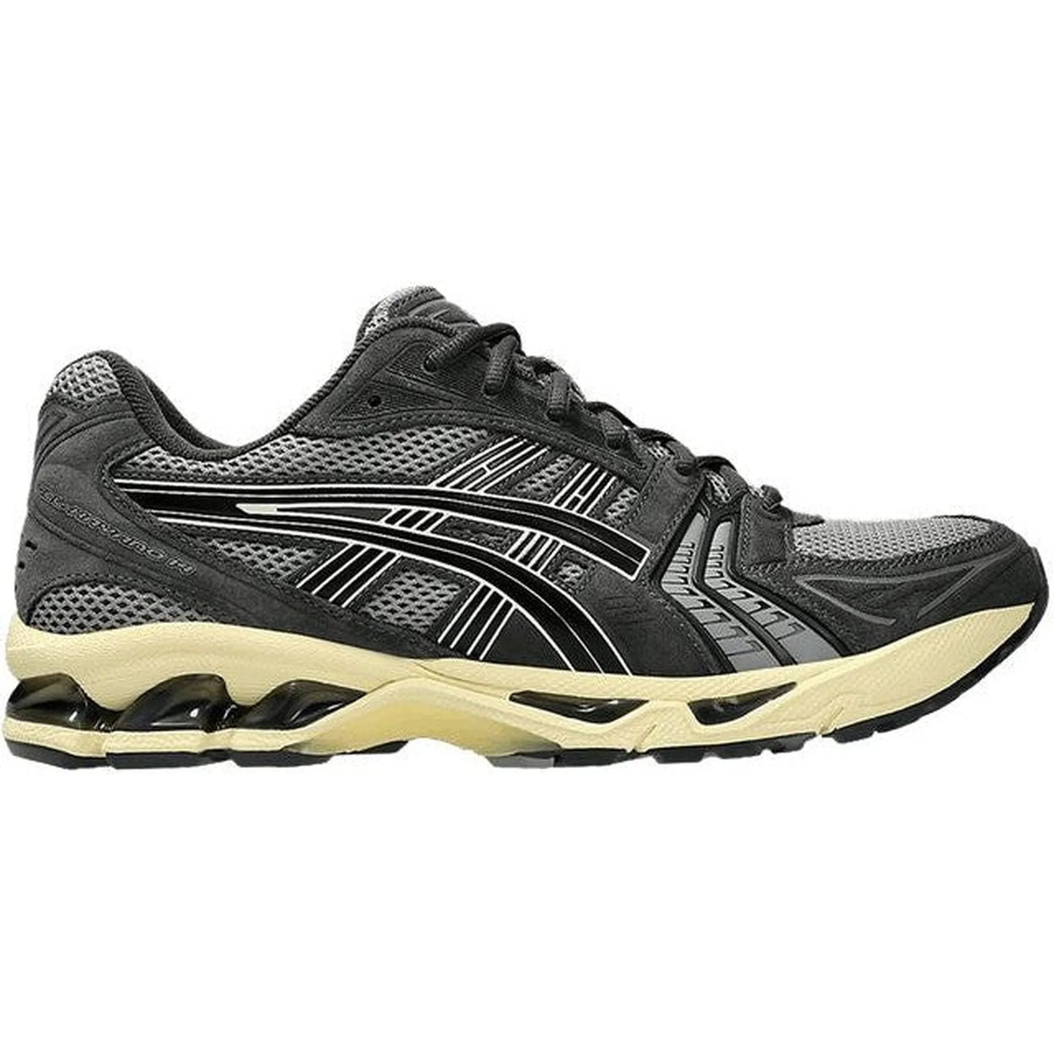 ASICS Gel-Kayano 14 Clay Grey Black running with a Velcro closure
