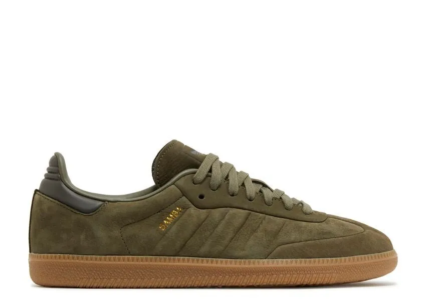 Adidas Samba OG Olive Strata Gum Lace Up Closure System