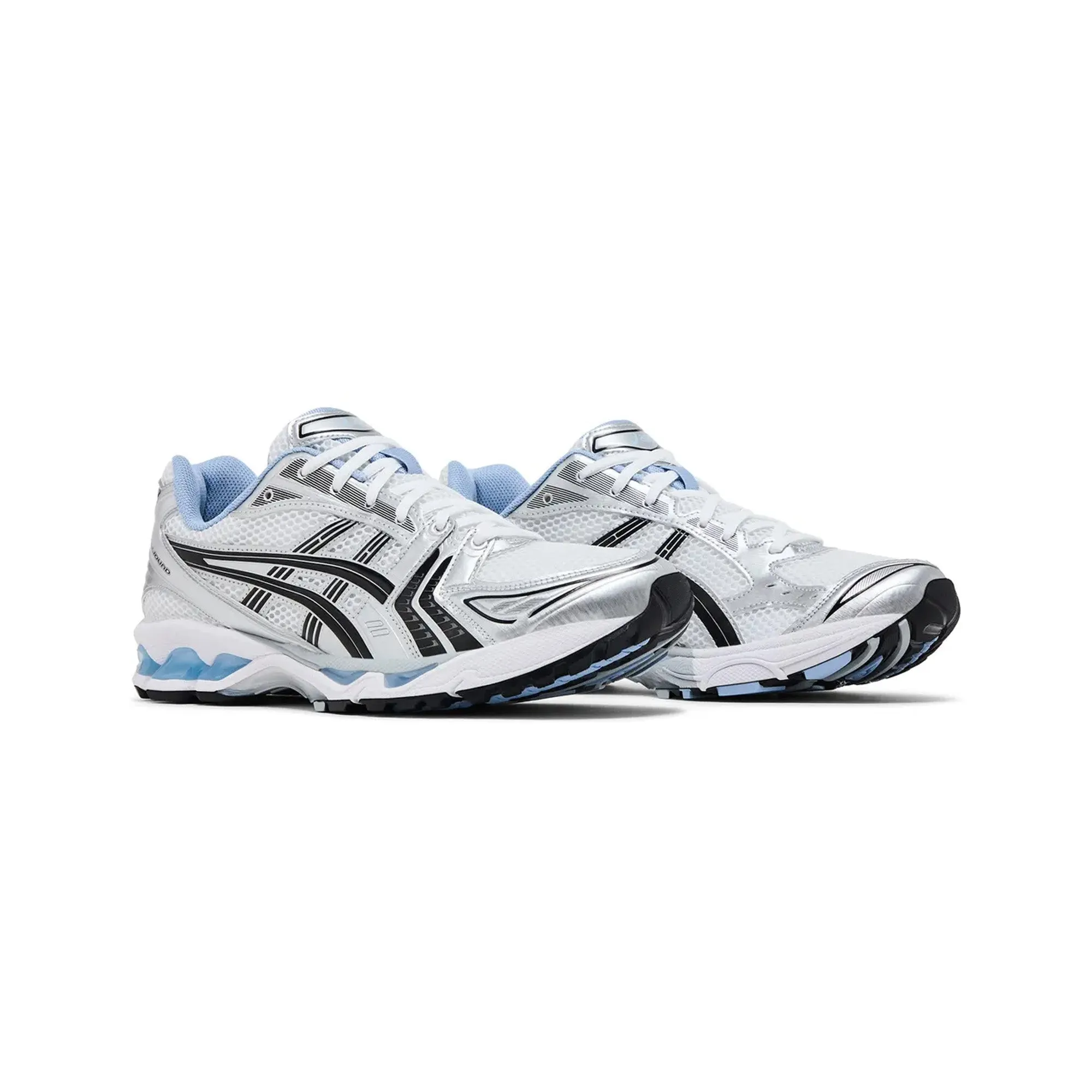 ASICS Gel-Kayano 14 JJJJound 'White Blue' (2025) running on a dirt track shoes