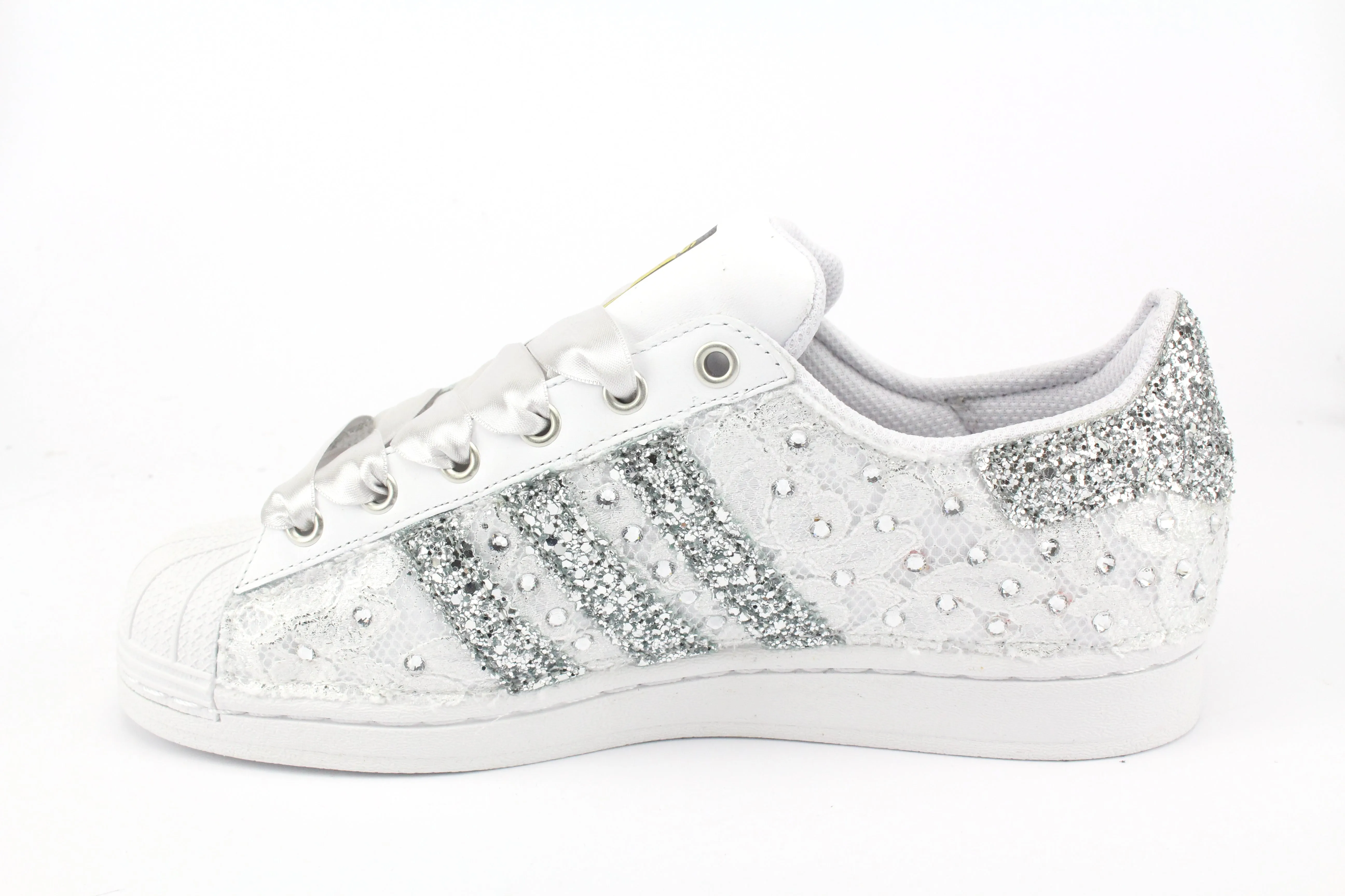 Summer Pick Walkable Comfort Adidas Superstar Pizzo Silver & Strass Termo