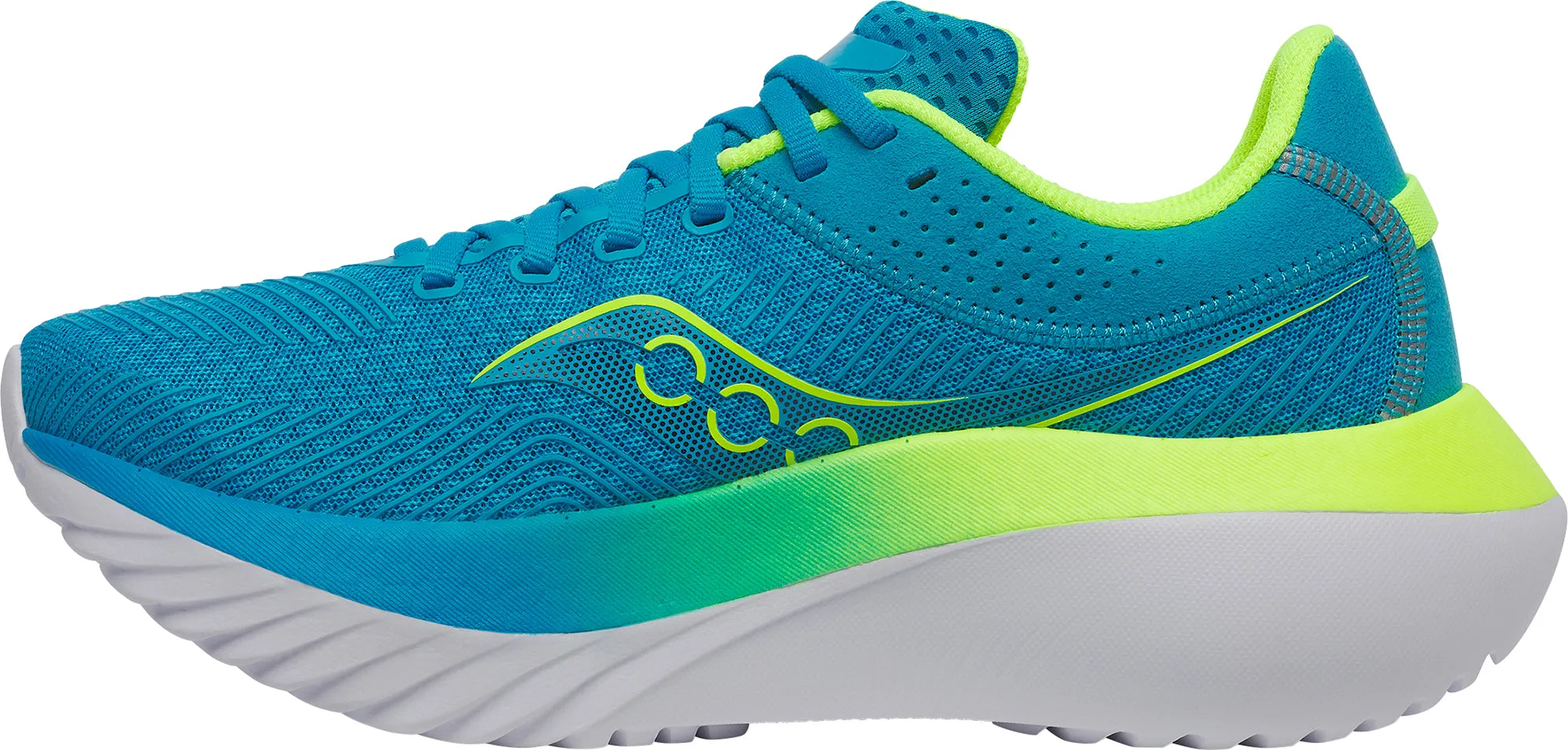 Saucony Kinvara Pro Womens Running Shoes - Blue running in a softball field area shoes Enhanced Traction Nodes