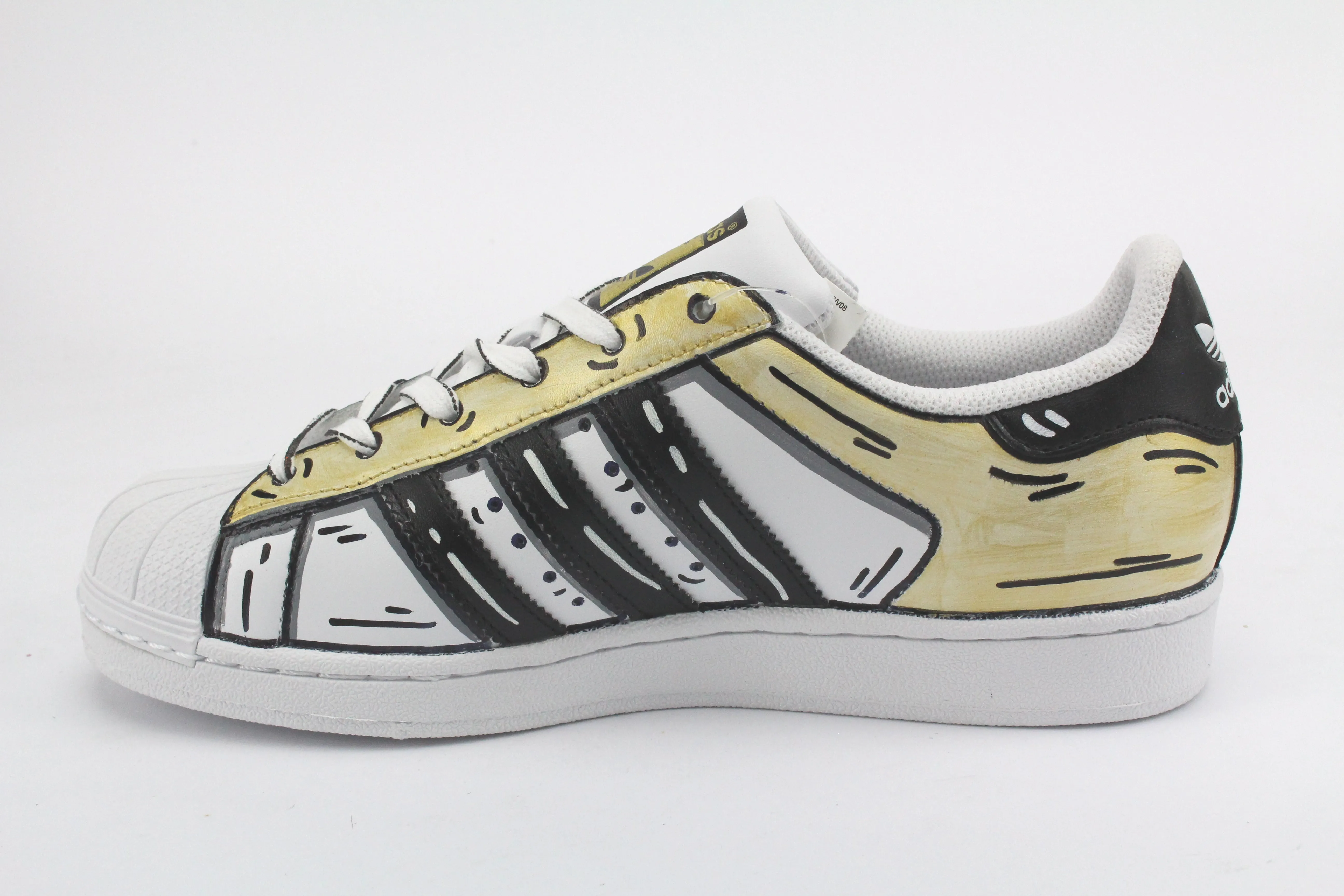 Eco Friendly Material Construction Adidas Superstar Cartoon Gold e lacci cartoon