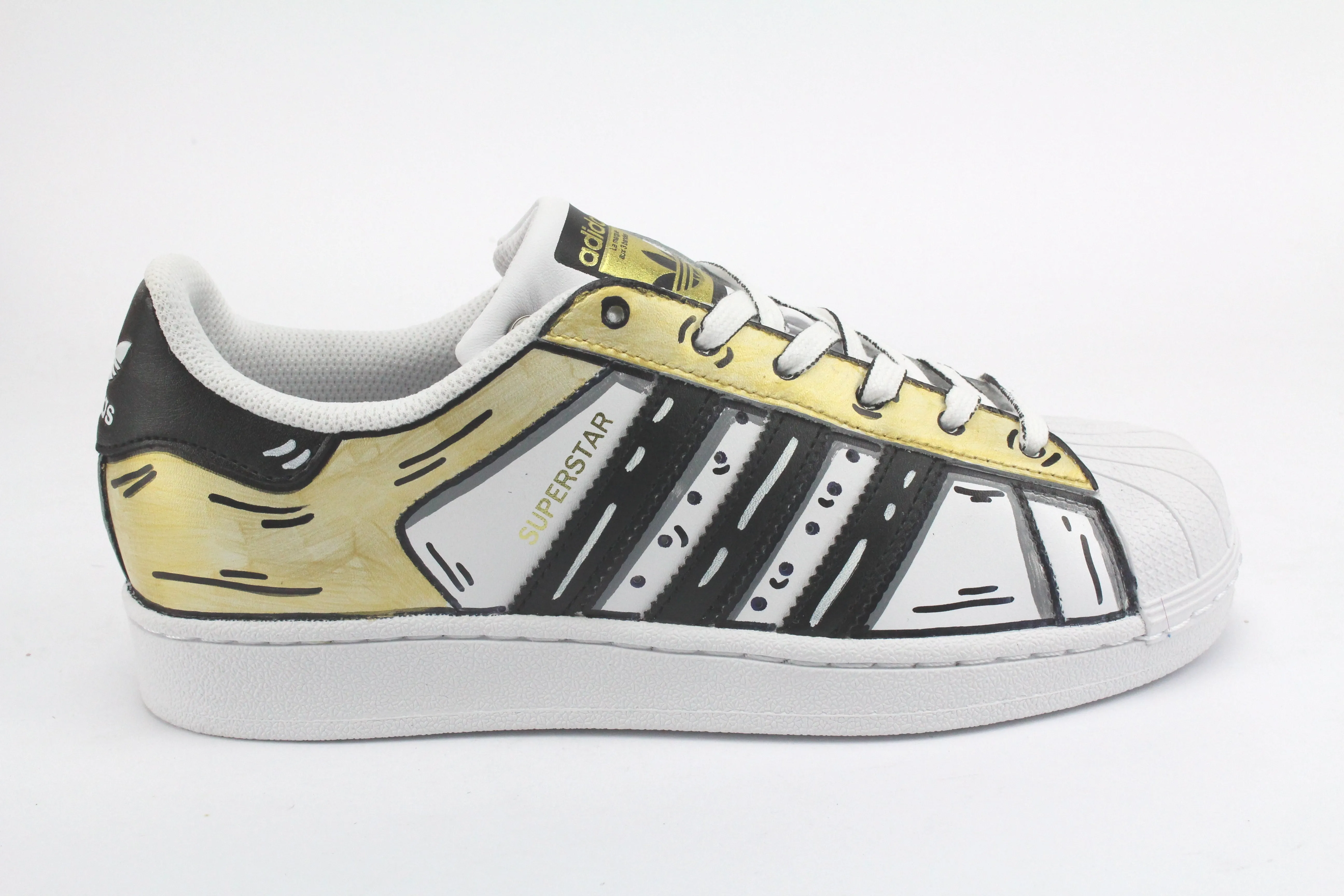 Wedge Sole Market Go Adidas Superstar Cartoon Gold e lacci cartoon