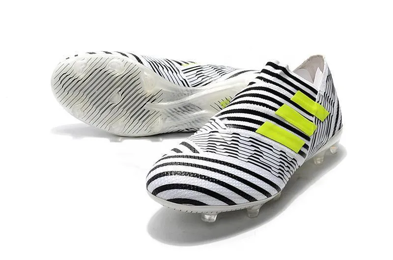 New Adidas New Nemeziz Agility FG TPU Soccer Cleats Shoes White Black Green Heel Pad