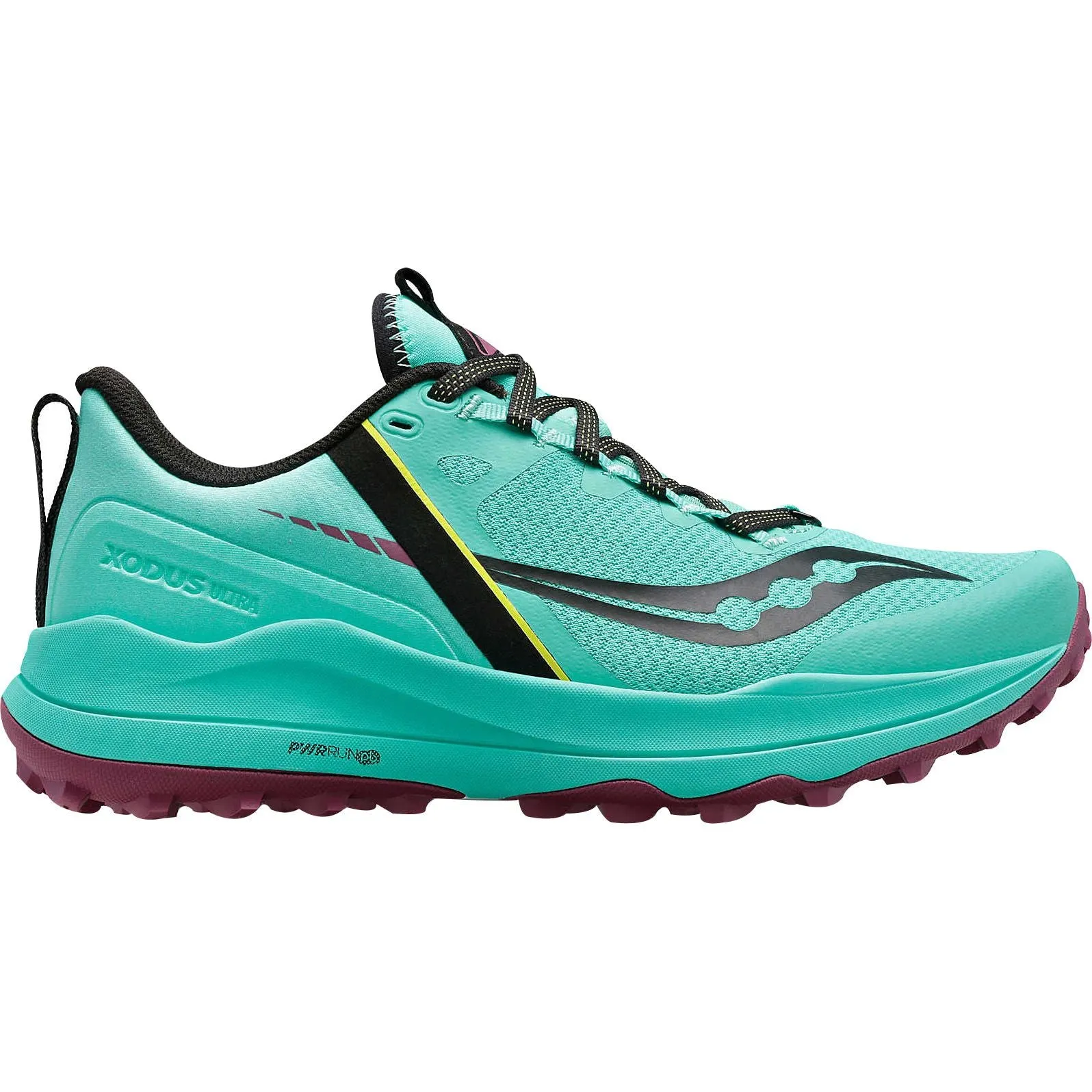 Saucony Xodus Ultra Womens Trail Running Shoes - Green Microperforated Vamp running in amateur tracks shoes